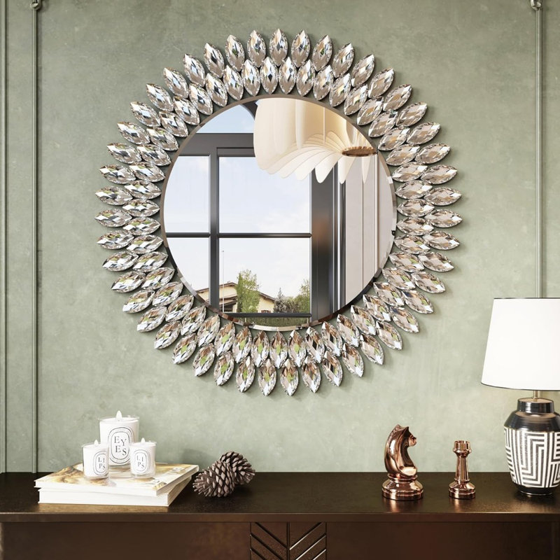 Round silver wall mirrors discount